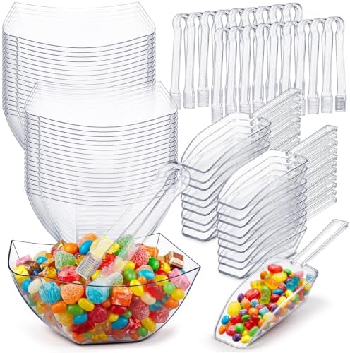Vesici 72 Pcs 12 oz Clear Plastic Candy Bowls Set 36 Pcs Candy Containers by Vesici
