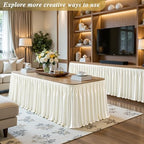 14ft Ivory Satin Table Skirt for Rectangle & Round Table Teacher Desk Skirt - Image 7