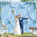 10 Panels Baby Blue Backdrop Curtain for Baby Shower Parties Wrinkle Free Light Blue Curtains Backdrop Drapes Fabric Decoration for Birthday Party Photography 50ft x 10ft - Image 2