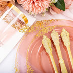Hioasis 175 Pcs Burgundy Gold Plates for Party - Image 2