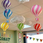 VioraWhite 24 Pcs Hot Air Balloon with Hanging Clouds Classroom Ceiling Decor Hot Air Balloon Clouds for Room Ceiling Hanging Decorations for Classroom Birthday Baby Shower Preschool Kindergarten - Image 4