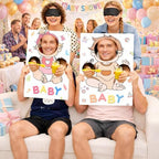 6 Set Baby Shower Games Party Favors Feed Me Funny Blindfolded Baby Shower Game for Adults Includes 6 Kt Boards 6 Eye Patches Fun Blindfold Food Feeding Game Kit for Gender Reveal Party Supplies - Image 2