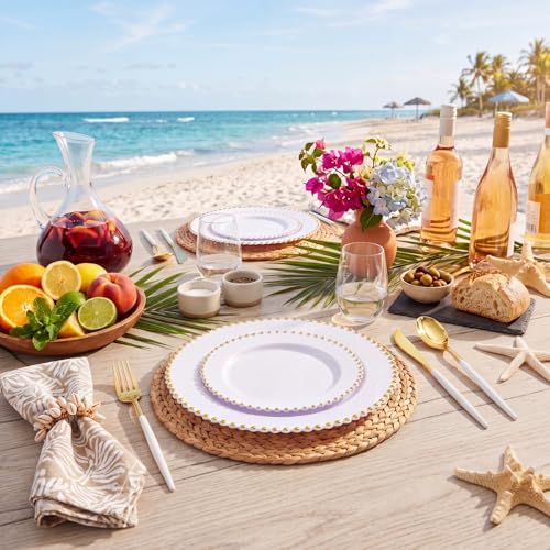 Supernal 102pcs White and Gold Plastic Silverware Set,34 Guests - Image 5