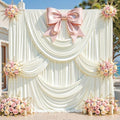 20x12ft Ivory Backdrop Curtains, Cream Drapes for Backdrop Ivory Draping Fabric for Wedding Party Bridal Baby Shower Prom Birthday Graduation 5x12FT, 4 Panels by LittleFunny