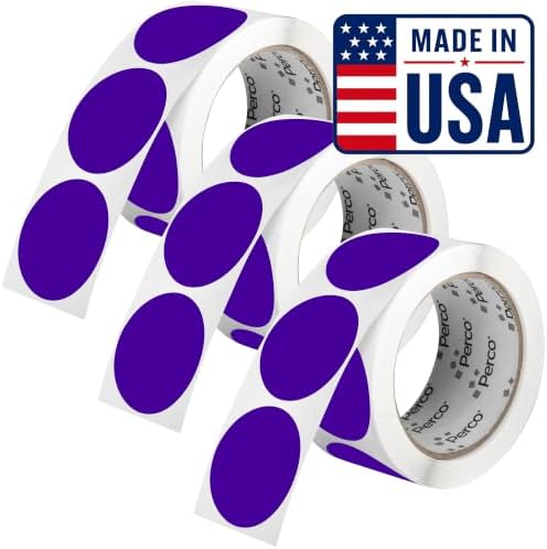 Perco Purple Perforated Round Circle Dot Sticker 2-Inch Labels — 3 Rolls, 1,500 Stickers - Creative Branding, Category Labels & Themed Packaging - Made in USA by Perco
