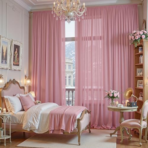 30ft×10ft Wrinkle Free Dusty Rose Backdrop Curtain Drapes, 6 Panels 5ftx10ft Sheer Tulle Chiffon Backdrop Panels Curtains for Wedding Baby Shower Birthday Party Stage Photo Home Decorations - Image 7