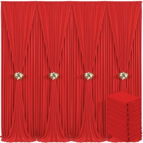 40ft x 10ft Red Backdrop Curtain for Parties Red Wrinkle Free Backdrop Drapes Panels for Wedding Baby Shower Birthday Photo Photography Christmas Polyester Fabric Background Decoration by Suppromo