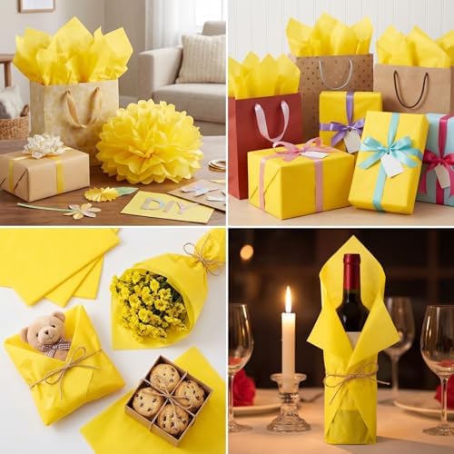 500 Sheets Yellow Tissue Paper Bulk 15 x 20 Inch for Fall Harvest Gift Bags - Image 5