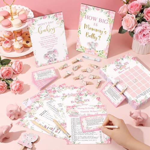 Funnymoom 426 Pcs Baby Shower Decorations for Girl Pink Elephant Games - Image 2