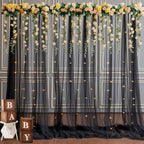 30x10ft Black Tulle Backdrop Curtain with Lights String for Parites, Sheer Backdrop Curtains for Wedding Baby Shower Birthday Party Photo Shoot Decorations - Image 4