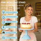 3 PCS Blue Round Cake Stand Set, Multi Size Metal Cupcake Holders Stand for Birthday Wedding Banquets, Pastry Display Holders for Holiday Party Dessert Display Table Decor (8"/10"/12" Plate) - Image 4