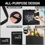 EUSOAR Exra Large Gift Wrap Bags Bulk, 25 Pack 16x6x12 inches Black Paper Heavy Duty Bags with Handles, for Business, Grocery, Boutique, Retail, Wedding, Party Favors, Baby Showers, Birthdays - Image 3