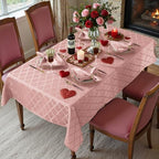 SASTYBALE Jacquard Tablecloth Rectangle, Pink, 60 x 120 Inch - Image 3