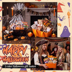 Funnymoom 12 Pcs Halloween Paper Gift Basket Empty with Transparent Bag&Bow - Image 2
