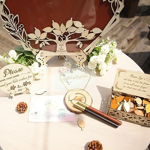 Wedding Guest Book Alternative Tree Drop Box, Personalized Rustic Wood - Image 2
