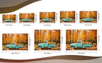 Fall Forest Backdrop Fall Vintage Blue Truck with Pumpkin Backdrop 8x6FT - Image 7