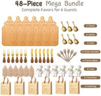Baby Bottle Shaped Acacia Wood Cheese Board Gift Set - Premium Baby Shower Prizes for Game Winners, Gender Reveal & Bridal Shower Party Favors for Guests Acacia Wood 6 Sets - Image 3