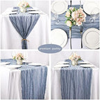35x157 Inch Dusty Blue Cheesecloth Table Runner Boho Wedding Party Decor - Image 5