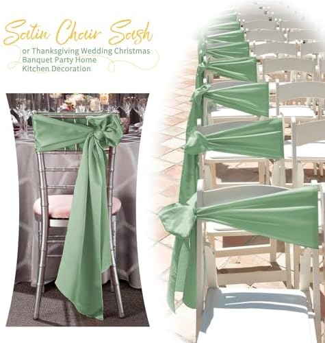120 PCS Sage Green Satin Chair Sashes, 7 x 108 Inch - Image 6