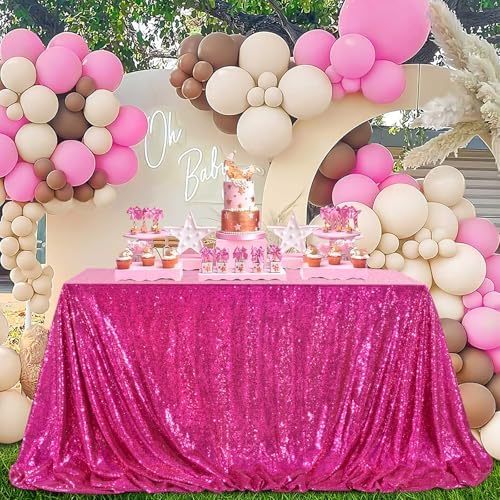 SoarDream Hot Pink Sequin Tablecloth 90"x156" Birthday Table Cloth by SoarDream