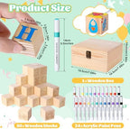 Baby Shower Blocks Game Set with Wooden Box, Acrylic Markers & Wooden Sign for Baby Shower Games, Gender Reveal & Decorations (BrownBear) - Image 2