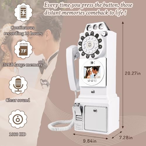 Video Audio Guest Book, Wedding Phone Customized Video Messages, Record Preserve Your Special Occasions, Ideal for a Variety of Memorable Party Occasions (Wall Phone,White) - Image 2