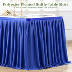 Partisky Royal Blue Polyester Table Skirt for Rectangle Tables 17ft, Wrinkle Resistant Pleated Ruffle Table Cloth for Banquet Wedding Trade Baby Shower Display Gift Dining Table - Image 3