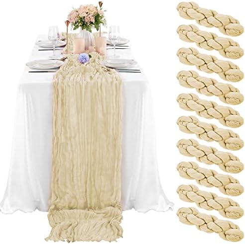 10 Pack Cheesecloth Table Runner 35 x 120 Inch, Ivory by REWOMC