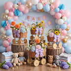 4-Piece Set Wicker Stroller for Baby Shower, Vintage Baby Carriage Planter for Floral Arrangements, Wicker Baby Carriage Decor Centerpieces for Tables, Rustic Rattan Baby Carriage Basket - Image 6