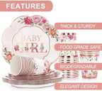 Baby Shower Decorations,Floral Girl Baby Shower Decorations, Baby Shower Plates and Cups and Napkins Set for Baby Girl Shower Decoraraions Party Supplies-(Serves24) - Image 4