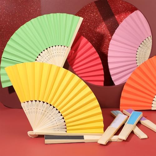 Yinkin 160 Pack Folding Hand Fans Bamboo for Party Favors, Multi Colors - Image 4