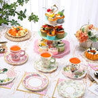 Layhit 83 Pcs Tea Party Set with 3 Tier Cake Stand Floral Tableware - Image 4