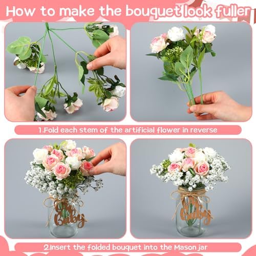 Sliner 4 Sets Pink Bear Baby Shower Centerpieces Gender Reveal Decorations - Image 4