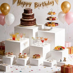 10pcs Buffet Risers,Dessert Table Display Set,WhiteBuffet Risers,Acrylic Boxes For DisplayWhite,Catering Supplies Buffet Display,Cube Boxes NestingRisers,Big Size(10"-9"-8"-7"-6"-5"-4"-4"-3"-3") - Image 3