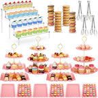 LemonRoad 19 Pcs Cupcake Stand Holder Dessert Table Display,Clear and Pink by Unknown