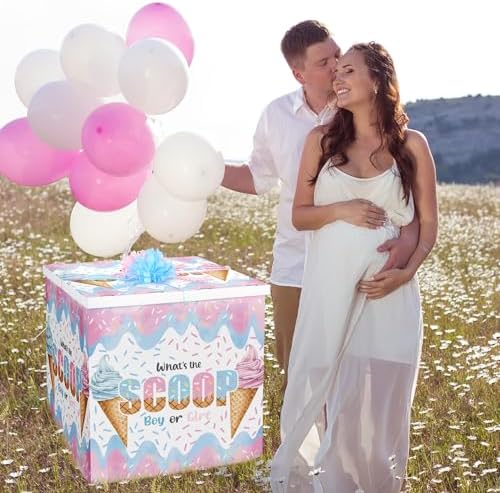 AmazingSpark 28in Giant Gender Reveal Gift Box Kit, What's the Scoop - Image 6