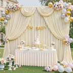 20x10ft Champagne Photo Backdrop Curtains for Parties Wedding Wrinkle Free Polyester Photoshoot Curtains Drapes Backdrop for Birthday Baby Shower Graduation Photography Background 4 Panels 5x10FT - Image 4