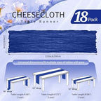 18 Pack Cheesecloth Table Runner 10FT Royal Blue Table Runner Boho Gauze Cheese Cloth Table Runners Long Rustic Sheer Table Decorations for Wedding Party Baby Bridal Shower Birthday Holiday Home - Image 2