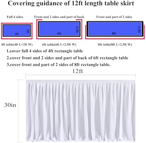 Ruffle Table Skirt for Teacher Desk Classroom Wedding Birthday, White, 12ft - Image 4