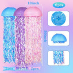 10" Jellyfish Lanterns – Pink Blue Decorations for Ocean Princess Birthday Party, Under the Sea Theme, Shower, Ocean & Beach Room Hanging Decor (Set of 6) for Home and offic - Image 2
