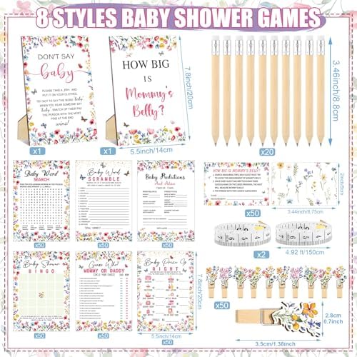 Funnymoom 426 Pcs Baby Shower Games Wildflower Girl, 8 Game Activities - Image 4