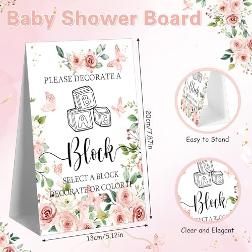 Marsui 136 Pcs Baby Shower Blocks to Decorate Game Kit, Flower - Image 3