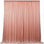 Rosy Satin Backdrop Curtains 4 Panels - Glitter Photo Drapes for Baby Shower, 20x10FT Shimmer Back Drop Cloth, Wrinkle Free for Birthday Party Bachelorette Bridal Shower Stage Background by WishCare