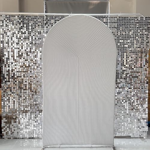 Beige Ripples Pattern Arch Backdrop Cover for Birthday Party Wedding Baby Shower Decorations Chiara Backdrops Arched Wall Frame Stands Covers Props GP-455 4ft * 7ft - Image 2