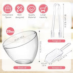 6 Pcs 25 oz Clear Plastic Serving Bowls with 3 Scoops 3 Tongs - Image 3
