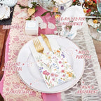 Potchen 100 Pcs Linen Feel Napkins Disposable, Watercolor Wildflower - Image 5