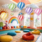 VioraWhite 24 Pcs Hot Air Balloon with Hanging Clouds Classroom Ceiling Decor Hot Air Balloon Clouds for Room Ceiling Hanging Decorations for Classroom Birthday Baby Shower Preschool Kindergarten - Image 5