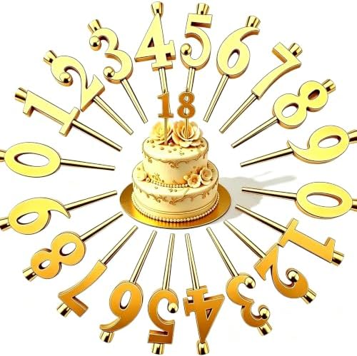 2026 New Cute Number Birthday Candle Holder Set, Reusable Gold 3D Printed Number Topper, Adjustable 0-9 Stand for Parties & Anniversaries.，Gold/0-9 Two Sets by Unknown