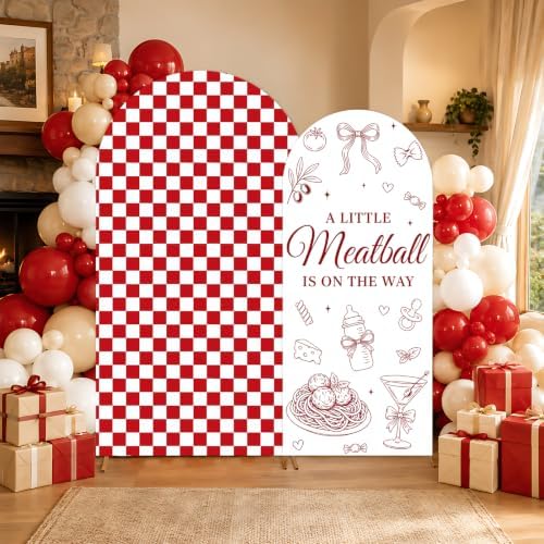ZestZing 2pc Little Meatball Baby Shower Arch Backdrop Covers 7ft 6ft - Image 3