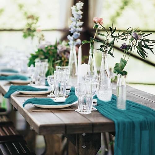 20 Pack Cheesecloth Table Runner 17 x 108 Inch, Teal - Image 6